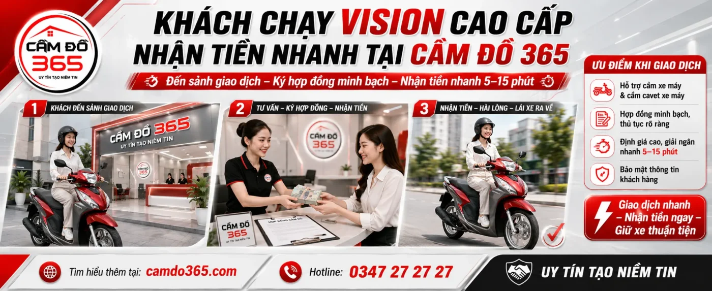 Xe Vision ban cao cap co may mau cam cavet xe tay ga tai Cam Do 365